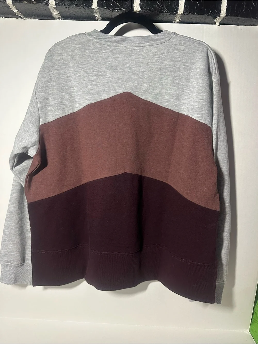 Tentree Colorblock Crewneck Sweater in Gray, Mauve & Burgundy
